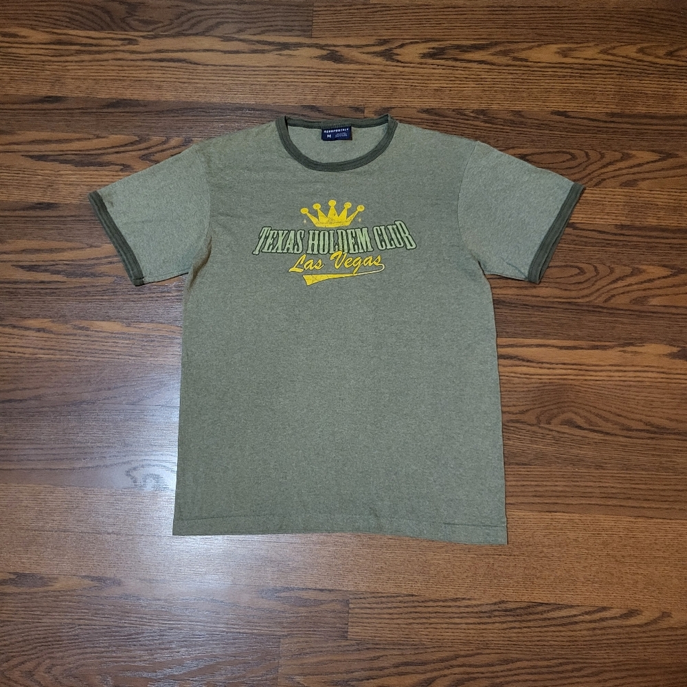 Vintage Y2K AEROPOSTALE Jersey Athletic T-Shirt Texas Holdem Club Vegas Mens- M